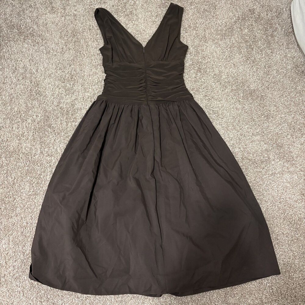 Eliza J Chocolate Brown V-Neck Midi Dress - Picture 2 of 6